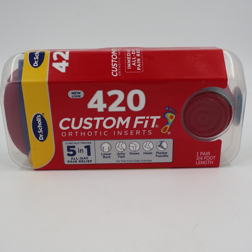 Dr. Scholl's 420 Custom Fit Orthotic Inserts Unisex 420 Red Blue 3/4 Length